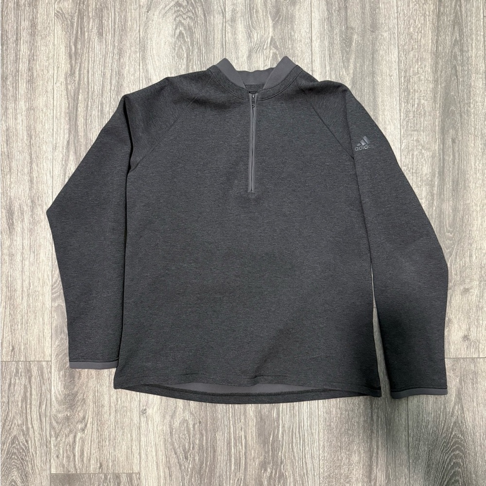 Adidas Men's Gray Quarter-Zip Sweater